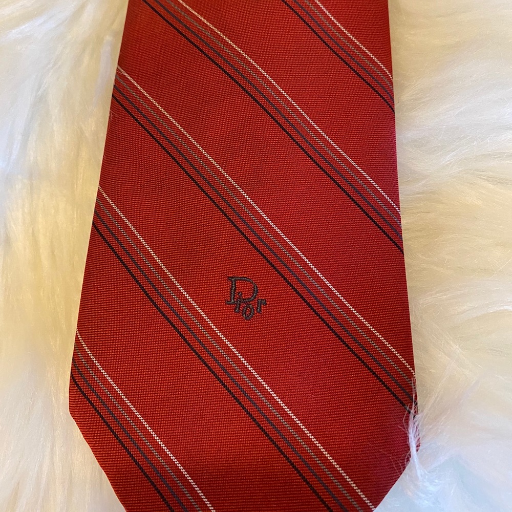 Dior vintage red Dior stripped tie